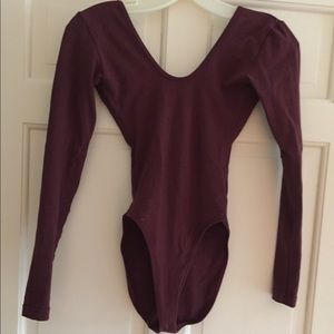 Maroon long sleeve body suit